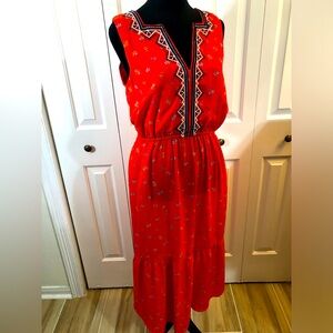 Gap red embroidered short sleeve dress